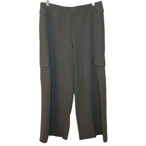 Boston Proper Cargo Pants Green Women Size S Wide Leg Pull On Cropped Stretch